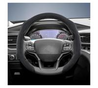Per Ford per Ranger per Kuga Mk8 Coprivolante in pelle scamosciata con chiusura a scatto, volante a forma di O(Nero)