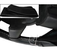 Per Ford Puma 1998-2002 Nera Vera Copertura Del Volante IN Pelle Cucitura Bianca