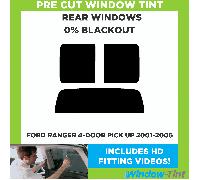 Per Ford Ranger 4-door Pick Up 2001-06 Pre Taglio Pellicola Finestrini Post. 0%