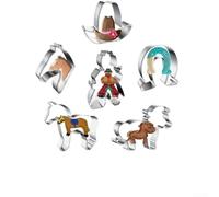 Per formine per biscotti a tema cowboy occidentali in acciaio inossidabile con testa di cavallo, cappelli e forme a ferro di cavallo per cuocere biscotti, fondente e panini con materiale sicuro per