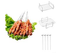 Per friggitrice ad aria a doppio strato per ali di pollo Veg per doppio | Adatto per friggitrici a doppio cestello, tiene gli spiedini verticalmente, cuoce spiedini in modo uniforme