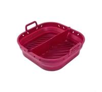 Per friggitrice ad aria, teglia in silicone, pieghevole e facile da pulire, progettata per una cottura efficiente con beccuccio dell'olio (pieghevole quadrato rosso)