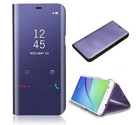 per Galaxy S7 Edge Smart Case, CrazyLemon PU Leather + PC Data Time Clear View Specchio Bright con cavalletto Wake Up e Sleep Function Smart Cover per Samsung Galaxy S7 Edge G9350 - Viola