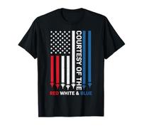 Per gentile concessione della bandiera americana vintage rossa bianca e blu Maglietta