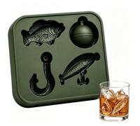 per ghiaccio da pesca, 4 griglie realistiche per cocktail e whisky | Lo stampo a tema pesca crea forme di ghiaccio realistiche, il design a quattro griglie rende più pezzi