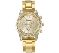 per Ginevra Style Quartz Watch Women per cristallo per quadrante Oro Lega | Movimento al quarzo, cronometraggio preciso, per accenti di cristallo, cassa in lega d'oro, design elegante