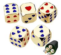 per giochi di ruolo, a cuore - con motivo a cuore, ad angolo rotondo a 6 facce, 5X unici per giochi da tavolo, bevande e intrattenimento