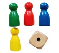 per gioco di scacchi - 4 contadini con 1 cubo, componenti per giochi da tavolo da donna, parti in legno portatili, design a cubo colorato, per casa, scuola, campeggio, compleanno, gioco di