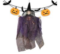 per Halloween, ciondolo illuminato da esterno con paura per ringhiere, decorazione spaventosa per Halloween compatta per giardino, cortile, casa incantata, soggiorno