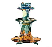 Per Halloween Cupcake Stand 3 Tier Carta Dessert Display Holder Cartone Gotico Decorazione della Tavola Facile Montaggio Forniture per Feste Grande Capacità