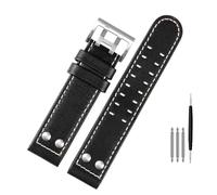 per Hamilton Khaki Aviation Watch H77616533 H70615733 Watch Cingle Genu Vugini in pelle Jazz Field Canda 20 22 Stile militare (colore: B nero, taglia: 22mm)