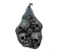 per Haunted House Skull Decor 15 cm Occhi rossi Glow per Haunted (6 teste | Costruzione in plastica, borsa da trasporto a rete raccapricciante, design con teschio sanguinante, dimensioni 15 cm
