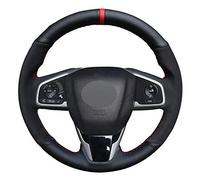 per Hon=da Civic 10 2016-2019, coprivolante Auto Nero Pelle Scamosciata