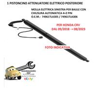 Per Honda CR-V 09/2018-08/2023 Pistoncino Elettrico Post. Sx C/Chiusura Automat
