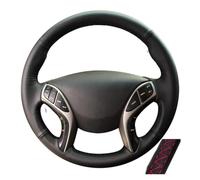 Per Hyundai per Avante per i30 2012-2016 Coprivolante per auto in similpelle nera cucito a mano(Rosso)