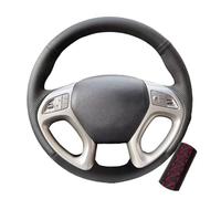 Per Hyundai Per ix35 2011 2012 2013 2014 2015 Volante intrecciato per interni auto, rivestimento in pelle cucito a mano(Rosso)