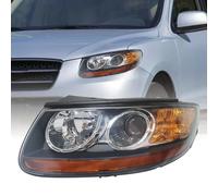 per Hyundai Santa Fe 2007-2012 Gruppo Faro alogeno di Ricambio Lato Guida Sinistro, alloggiamento Nero+Giallo, Lente Trasparente a 6 Pin