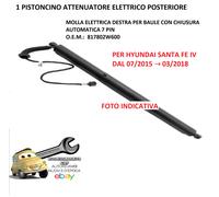 Per Hyundai Santa Fe IV 07/2015-03/2018 Pistoncino Elett. Post. Dx C/Chius.Autom