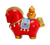 per il cavallo in resina rossa 7cm dipinto a mano CNY Decor per il rosso (4 | Dettagli intricati dipinti a mano, colore rosso vivace, simboli tradizionali del lingotto, borsa di prosperità fortunata