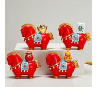 per il cavallo in resina rossa 7cm dipinto a mano CNY Decor per il rosso (5 | Dettagli intricati dipinti a mano, colore rosso vivace, simboli tradizionali del lingotto, borsa di prosperità fortunata