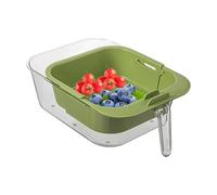 Per Il Lavaggio Della Frutta Con Colino | Contenitore Telescopico A Doppio Strato | Contenitore per Lavare Verdura con Manico | per Casa Cucina Tavolo Snack e Verdura Fresca