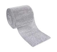 Per il marchio non specificato, per il rotolo di nastro in rete di rino di rino di rino di plastica argentea, 10 iarde, 24 file, per l'ornamento del matrimonio