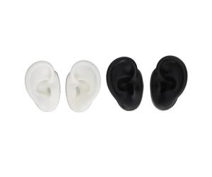 Per il silicone 3D, per il modello auricolare, 2 coppie, flessibile morbido, sinistro a destra, strumento di pratica falso simulato, per insegnare la visualizzazione di gioielli (In bianco e nero)