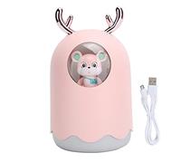 Per il tipo di corno di cervo natalizio, per umidificatore d'aria, lavoro muto, con luce ambientale colorata, plug -in USB, nano Mist Maker (Rosa)