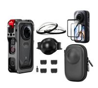 Per Insta 360 X6 Utility Gabbia/Custodia per il trasporto (Fit Frame + Copriobiettivo)/Premium Optical Glass Lens Guard/2 Pack Screen Protector Kit Accessori, Borsa Portatile per Insta360 X6 Pacchetto