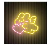 Per interni per decorazioni al neon Lampada a forma di coniglio con luci al neon a cuore, insegna a angelo(B,55cmx55cm)