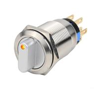 per interruttore Rotativo 19mm 3 Posizioni 2NO2NC LED per interruttore | 3 posizioni 2NO2NC, LED integrato, foro 19mm, tensione 12-24V, uso industriale(Yellow)
