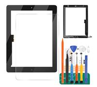 per iPad 4 Touch Screen Digitizer Vetro di Ricambio per iPad 4 4th A1458 A1459 A1460 Touch Display Panel Kit Parti di Riparazione, con Pulsante Home (Non Includere LCD) (Nero)