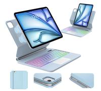 Per iPad Air 13 M4 2026/M3 2025/M2 2024 e iPad Pro 12.9 Magic Keyboard | Retroilluminazione a 7 Colori Cover Tastiera Wireless Portatile con Supporto Flottante e Trackpad per Ufficio/Studio, Azzurro