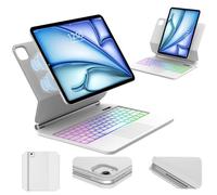 Per iPad Air 13 M4 2026/M3 2025/M2 2024 e iPad Pro 12.9 Magic Keyboard | Retroilluminazione a 7 Colori Cover Tastiera Wireless Portatile con Supporto Flottante e Trackpad per Ufficio/Studio, Bianco