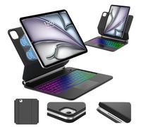 Per iPad Air 13 M4 2026/M3 2025/M2 2024 e iPad Pro 12.9 Magic Keyboard | Retroilluminazione a 7 Colori Cover Tastiera Wireless Portatile con Supporto Flottante e Trackpad per Ufficio/Studio, Nero