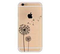 Per iPhone 6S Custodia, Cover per iPhone 6, CrazyLemon Soft TPU Custodia in gel di silicone ibrido trasparente TPU Cover per iPhone 6 6S 4.7 pollici - Dente Di Leone Nero