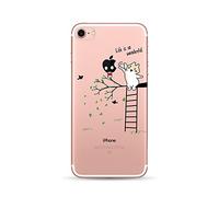 Per iPhone 6S Custodia, Cover per iPhone 6, CrazyLemon Soft TPU Custodia in gel di silicone ibrido trasparente TPU Cover per iPhone 6 6S 4.7 pollici - Foglia verde e gatto