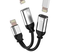 per iPhone Aux Adattatore Jack Doppio Lightning Cuffie Accessori Caricatore Cavo Adapter per Apple iPad XR 14 Pro audio auricolari Cavetto Headphone Sdoppiatore Autoradio Ricarica Cuffia Dongle ip-JP