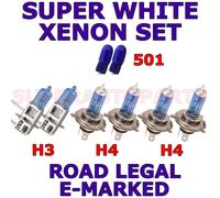 Per Isuzu Trooper 2000-01 Set Di H3 H4 501 Super Bianco Xenon Lampadine