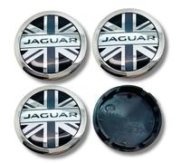 Per Jaguar Coprimozzo In Lega x4 56mm Molti Modelli Bandiera Union Jack Grigia