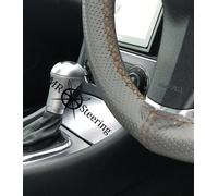 Per Jaguar x-Type Grigio Perforata Volante IN Pelle Cover Marrone Doppio Stch