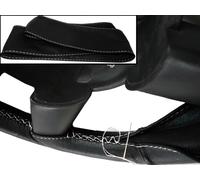 Per Jeep Grand Cherokee MK1 Zj Volante IN Pelle Nera Cover Cucitura Bianca