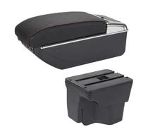 Per Kia Per Rio III 2011-2016 Bracciolo Box Auto Scatola Portaoggetti Accessori Auto Dettagli Interni Parti Retrofit Pelle PU Bracciolo Portaoggetti(B1 Black red 7USB)