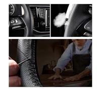 Per Kia Per Rio Per K2 Per Picanto Mattina 2017 2018 2019 Rio5 2019 FAI DA TE Nero Indossabile Ecopelle Accessori Auto Volante Copertura Ruota Coprivolante(White Thread)
