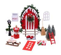 per la casa delle bambole di Natale, fingere giocattoli porte per la casa delle bambole - Modella di scena del villaggio di toyhouse creativo in legno per il festival, vacanza