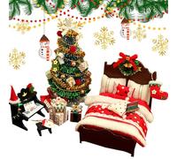 per la casa delle bambole di Natale: kit di mobili per le vacanze in miniatura, modello di tavolo artistico, ornamento decorativo per scene, mini set da esposizione da collezione | Con Incan