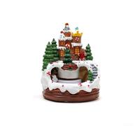 Per la casa di villaggio di Natale per la decorazione delle vacanze con per il treno in movimento, musica calda e display luminoso, materiale in resina alimentato a batteria o USB (B)