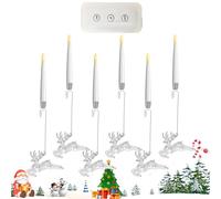 per l'albero di Natale - Uccelli in volo con ghiaccioli con candela LED alce, telecomando e funzione timer, decorazioni natalizie sicure e senza fiamma, luce a batteria per, finestra, 1