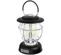 per lampada da per campeggio LED Type-C 4000mAh Retro per lampada | Ricarca Type-C veloce, 4000mAh, fino a 70 ore di luce, design retrò compatto(Diamond Black)