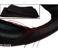 Per Lancia Ypsilon MK2 2003-2011 Vera Pelle Copertura Del Volante Cuciture Rosse